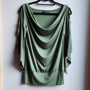 Patty Green Draped Lightweight Blouse Size Medium